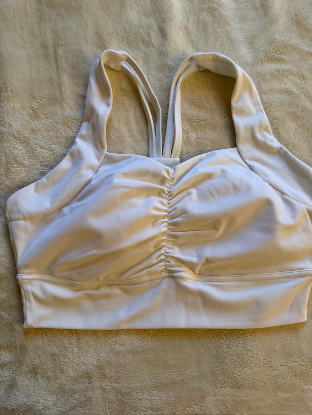 Buff Bunny White Ruched Sports Bra